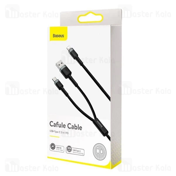 کابل لایتنینگ به Type C و USB بیسوس Baseus Cafule 2in1 PD CATKLF-ELG1 طول 1.2 متر و توان 18 وات