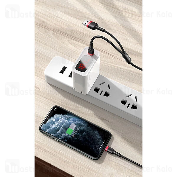 کابل لایتنینگ به Type C و USB بیسوس Baseus Cafule 2in1 PD CATKLF-ELG1 طول 1.2 متر و توان 18 وات