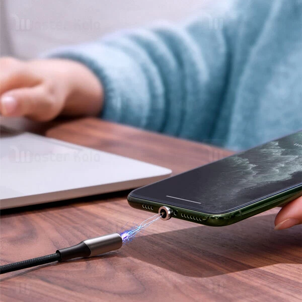 کابل مگنتی سه سر بیسوس Baseus Zinc Magnetic Kit TZCAXC-F01 توان 2 آمپر طول 1 متر پک کیسه ای