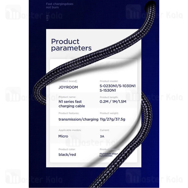 کابل میکرو یو اس بی Joyroom S-1530N1 fast Charging microUSB 3A 1.5m
