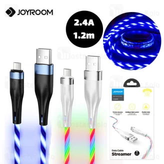 کابل میکرو یو اس بی Joyroom S-1224N3 Streamer Data Cable طول 1.2 متر توان 2.4 آمپر دارای چراغ LED