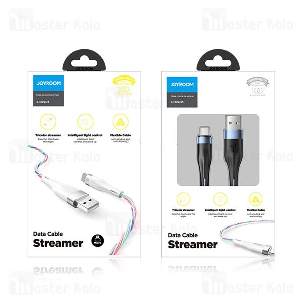 کابل میکرو یو اس بی Joyroom S-1224N3 Streamer Data Cable طول 1.2 متر توان 2.4 آمپر دارای چراغ LED