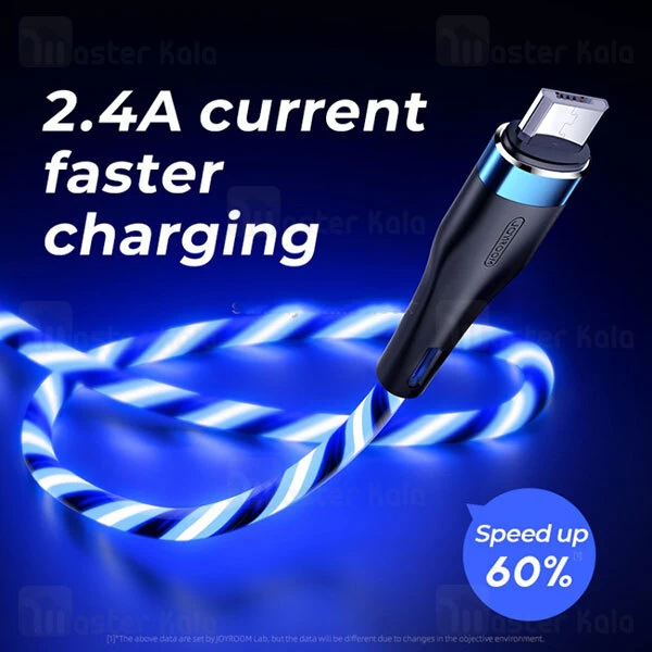 کابل میکرو یو اس بی Joyroom S-1224N3 Streamer Data Cable طول 1.2 متر توان 2.4 آمپر دارای چراغ LED