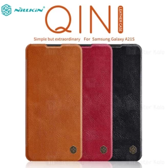 کیف چرمی نیلکین سامسونگ Samsung Galaxy A21s Nillkin Qin Leather Case