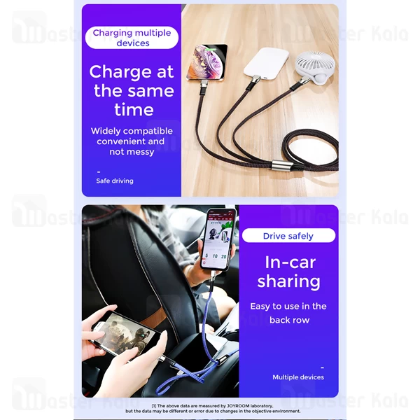 کابل سه سر Joyroom S-M419 Excellence Series Charging Data 1.3m 3A