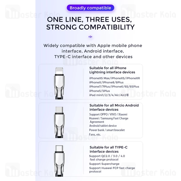 کابل سه سر Joyroom S-M419 Excellence Series Charging Data 1.3m 3A