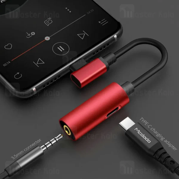 تبدیل Type C به AUX مک دودو Mcdodo CA-546 Audio Adapter Cable اتصال هم زمان شارژر و هندزفری