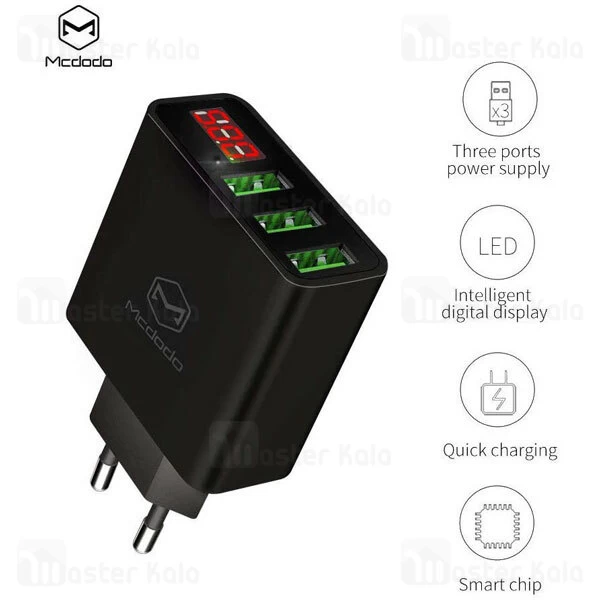 شارژر دیواری Mcdodo CH-5030 3 Port USB Digital Display Charger