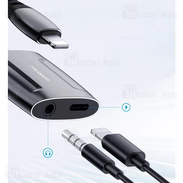 کابل تبدیل لایتنینگ اتصال همزمان هندزفری و شارژر Mcdodo CA-6340 Audio Adapter 2 آمپر