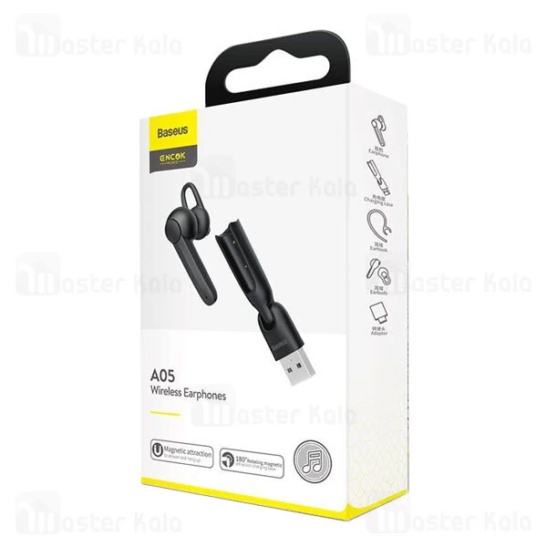 هندزفری بلوتوث تک گوش بیسوس Baseus A05 Encok Vehicle-mounted Wireless Earphones NGA05-01 با داک شارژ