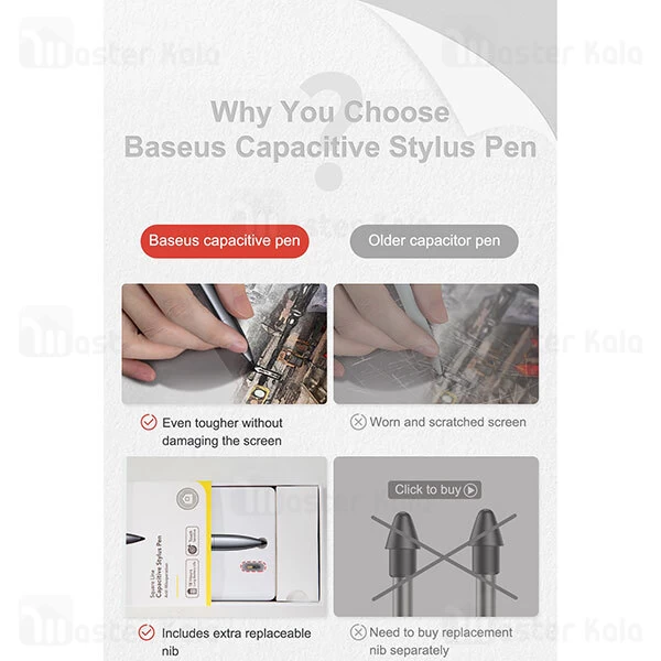 قلم لمسی بیسوس Baseus Square Line Capacitive Stylus Pen CSP01 ACSXB-A0G مناسب آیپد