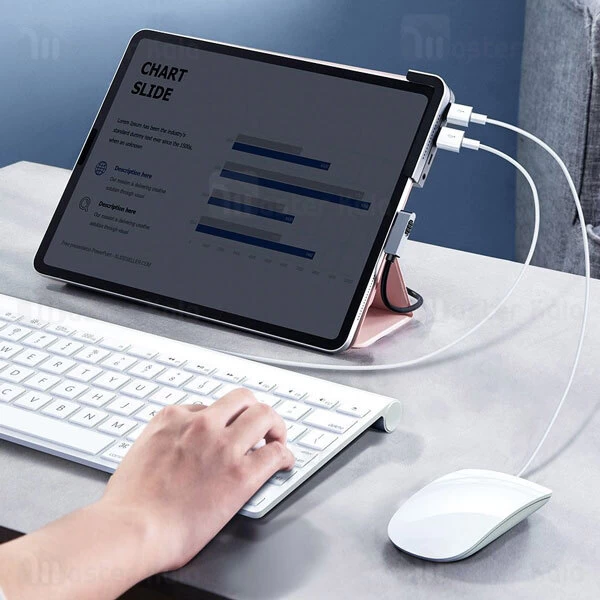 هاب Baseus Bend Angle No 7 Multifunctional Type C HUB Converter CAHUB-CWJ0G