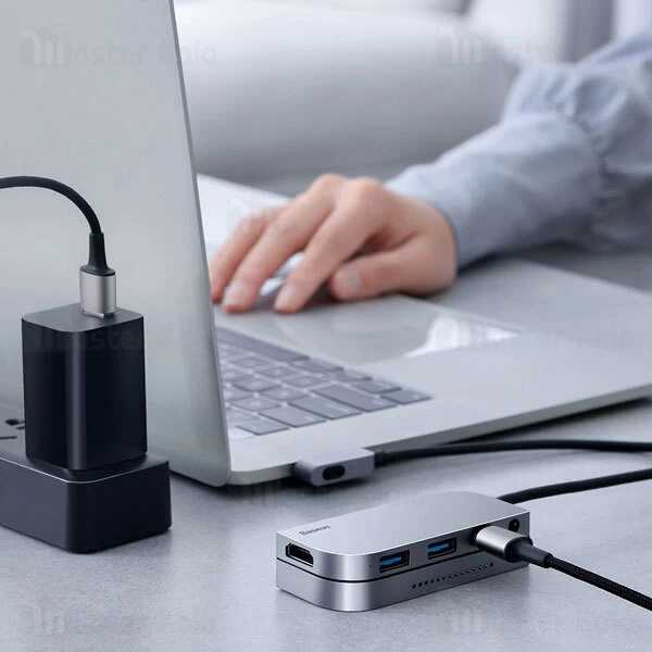 هاب Baseus Bend Angle No 7 Multifunctional Type C HUB Converter CAHUB-CWJ0G