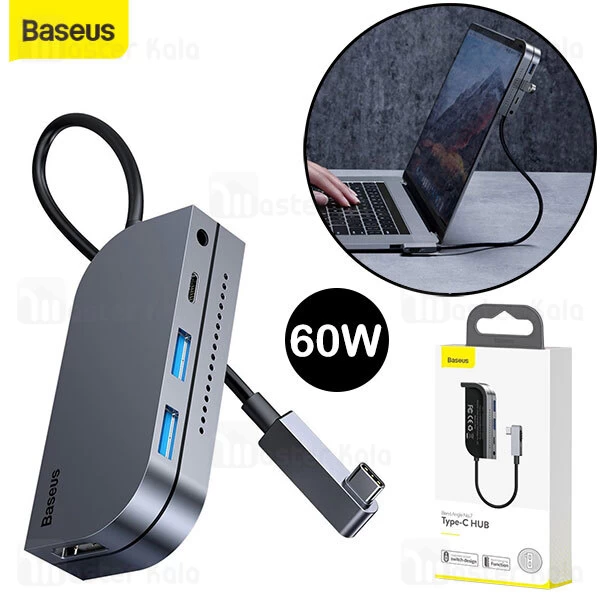 هاب Baseus Bend Angle No 7 Multifunctional Type C HUB Converter CAHUB-CWJ0G