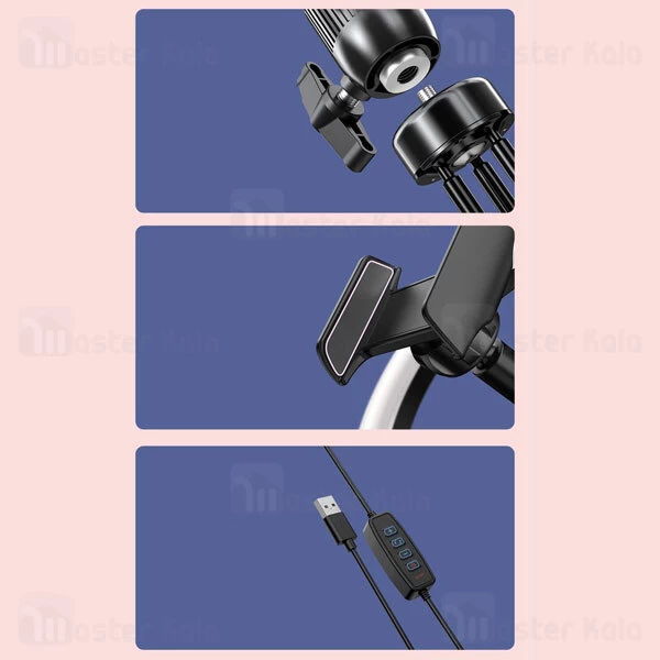 رینگ لایت بیسوس Baseus Live Stream Holder-floor Stand Ring Light CRZB12-B01 پایه 160 سانتی و هولدر