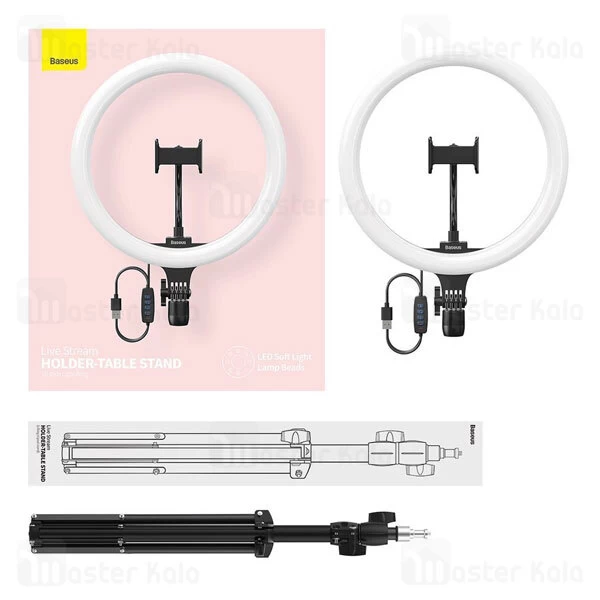 رینگ لایت بیسوس Baseus Live Stream Holder-floor Stand Ring Light CRZB12-B01 پایه 160 سانتی و هولدر