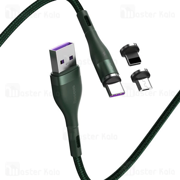 کابل سه سر Baseus Zinc Magnetic MLC CA1T3-BG1 5A 1m 3 in 1 Cable