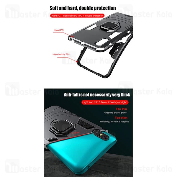 گارد ضد ضربه انگشتی Xiaomi Redmi 9A Black Panther KEYSION ShockProof Armor Ring