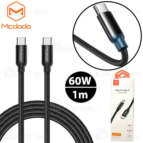 کابل تایپ سی Mcdodo CA-7141 PD Type C to Type C 1m 60W
