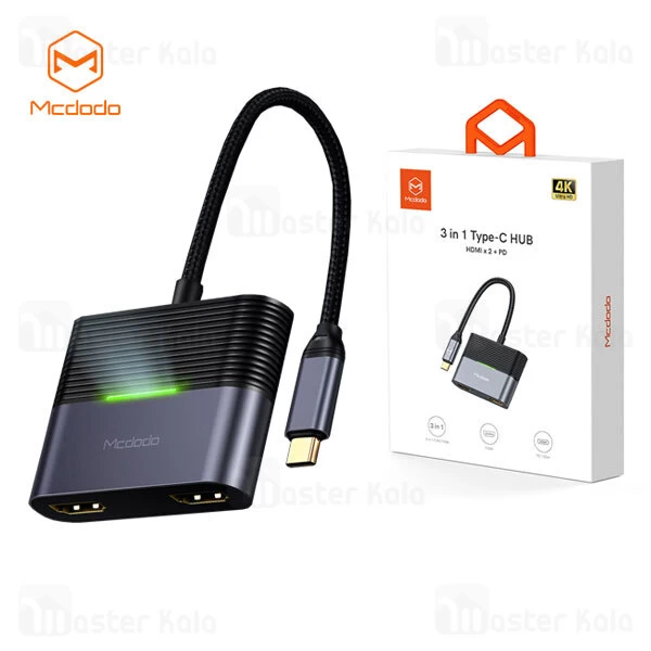 کابل تبدیل Type-C به HDMI و Type-C مک دودو Mcdodo USB-C to 2x HDMI and USB-C PD HU-739