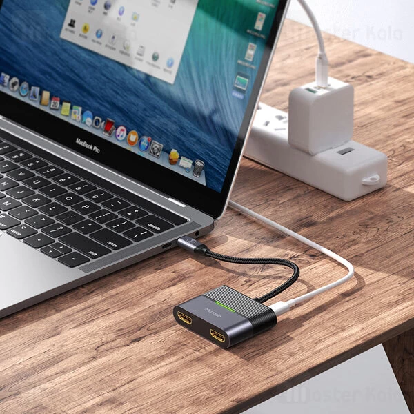 کابل تبدیل Type-C به HDMI و Type-C مک دودو Mcdodo USB-C to 2x HDMI and USB-C PD HU-739