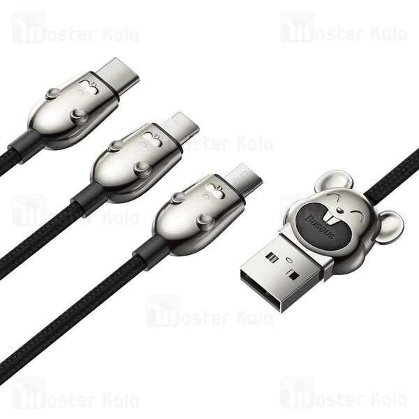 کابل سه کاره Baseus CAMLT-MU01 3-in-1 USB Cable of Three Mouse 3.5A 1.2m