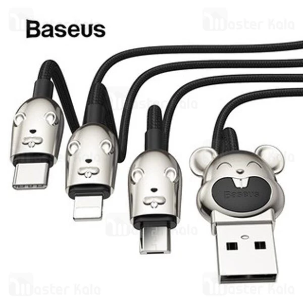 کابل سه کاره Baseus CAMLT-MU01 3-in-1 USB Cable of Three Mouse 3.5A 1.2m
