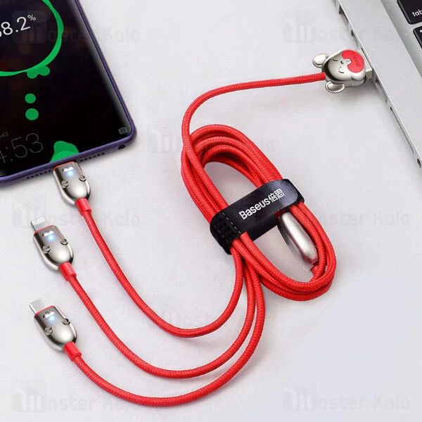 کابل سه کاره Baseus CAMLT-MU01 3-in-1 USB Cable of Three Mouse 3.5A 1.2m