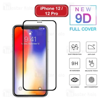 محافظ صفحه شیشه ای تمام صفحه تمام چسب آیفون Apple iPhone 12 Pro / 12 9D Glass