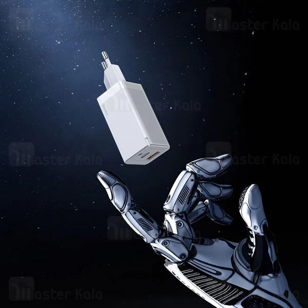 شارژر دیواری فست شارژ بیسوس Baseus GaN2 Quick Charger Dual Port CCGAN-Q01 45W توان 45 وات با کابل