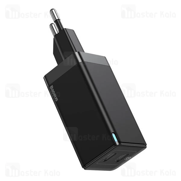 شارژر دیواری فست شارژ بیسوس Baseus GaN2 Quick Charger Dual TYPE-C CCGAN-M01 45W توان 45 وات با کابل