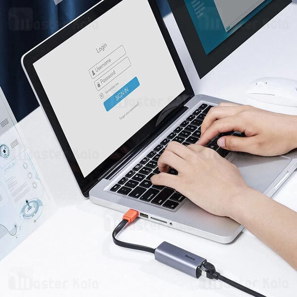 کابل تبدیل USB به LAN بیسوس Baseus Steel Cannon Series USB A Gigabit LAN Adapter CAHUB-AD0G