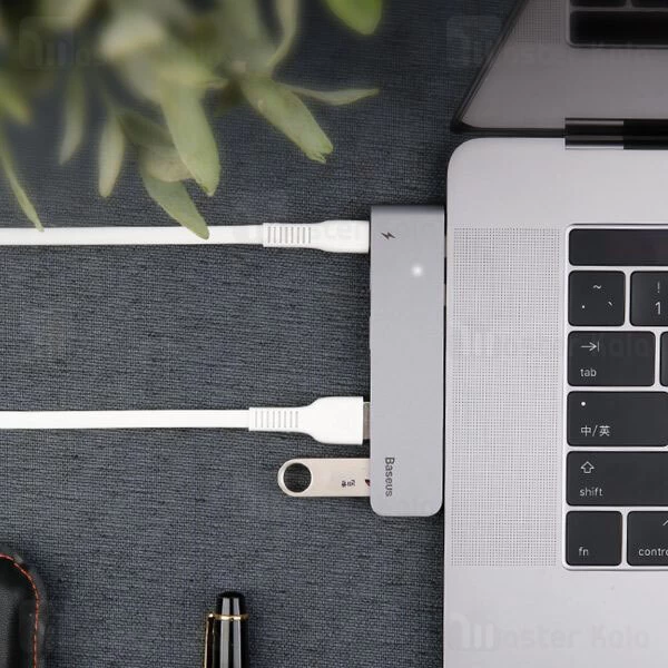 هاب 5 پورت بیسوس Baseus Thunderbolt 5 in 1 Port Extension CAHUB-B0G مخصوص مک بوک پرو 2016 و 2017