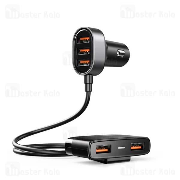 شارژر فندکی جویروم Joyroom Multi 5 Ports USB Car Charger 6.2A Max JR-CL03 همراه کابل اکستنشن