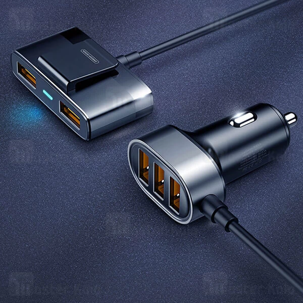 شارژر فندکی جویروم Joyroom Multi 5 Ports USB Car Charger 6.2A Max JR-CL03 همراه کابل اکستنشن