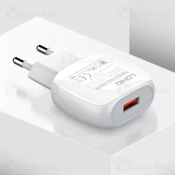 شارژر دیواری فست شارژ الدینیو LDNIO A1306Q Fast Wall Charger QC3.0 18W توان 18 وات همراه کابل
