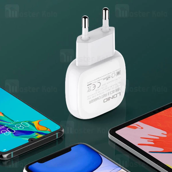 شارژر دیواری فست شارژ الدینیو LDNIO A1306Q Fast Wall Charger QC3.0 18W توان 18 وات همراه کابل