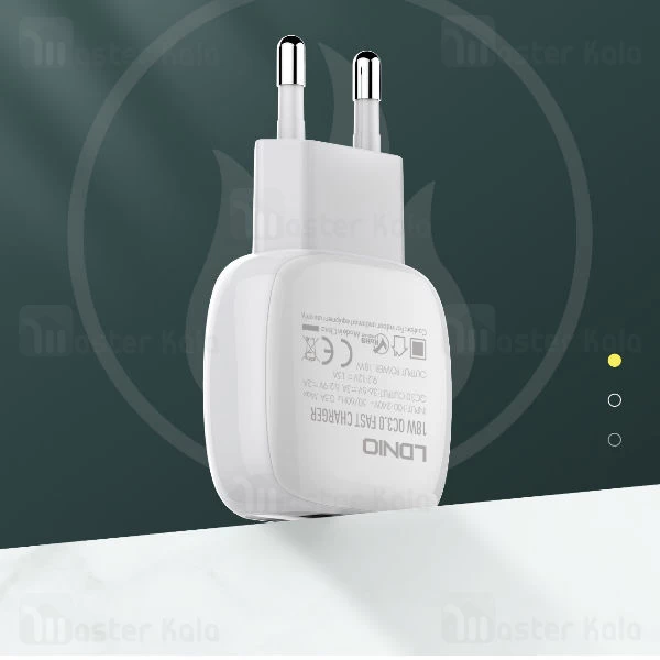 شارژر دیواری فست شارژ الدینیو LDNIO A1306Q Fast Wall Charger QC3.0 18W توان 18 وات همراه کابل