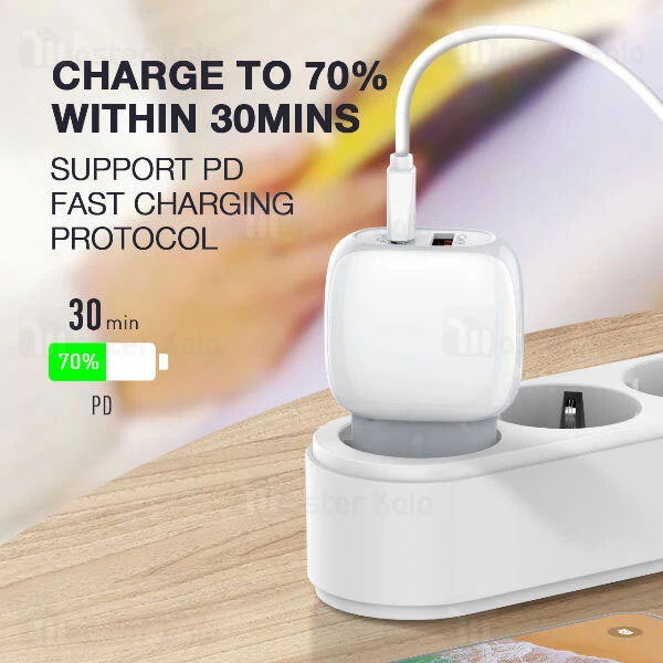 شارژر دیواری فست شارژ الدینیو LDNIO A2313C Fast Travel Charger PD QC3.0 18W توان 18 وات همراه کابل
