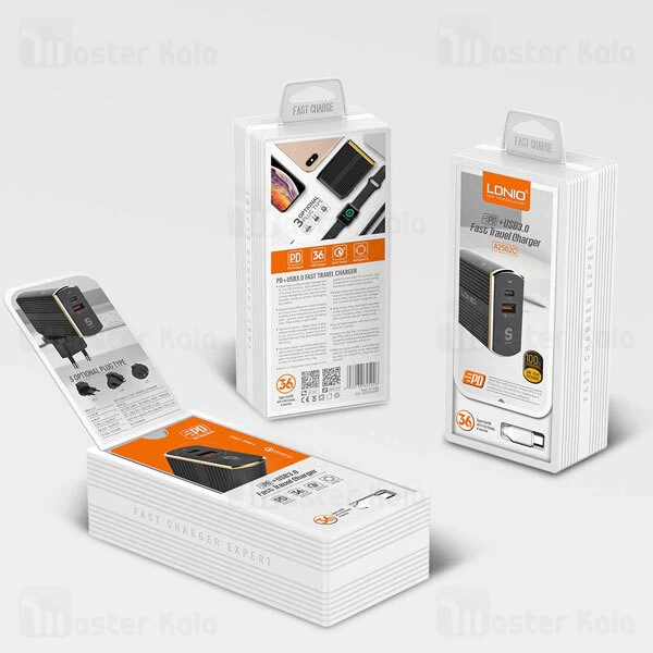 شارژر دیواری فست شارژ الدینیو LDNIO A2502C Fast Travel Charger QC3.0 36W توان 36 وات