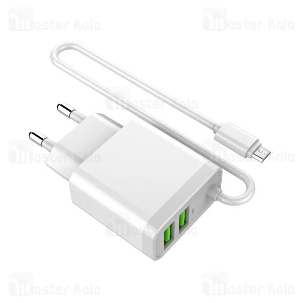 شارژر دیواری الدینیو LDNIO A321 Auto-ID Smart Charger Dual Ports 15.5W جریان 3.1 آمپر
