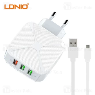 شارژر دیواری فست شارژ الدینیو LDNIO A3310Q Auto-ID Fast Charger 30W توان 30 وات همراه کابل