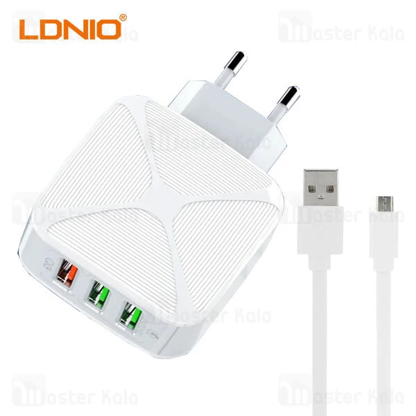 شارژر دیواری فست شارژ الدینیو LDNIO A3310Q Auto-ID Fast Charger 30W توان 30 وات