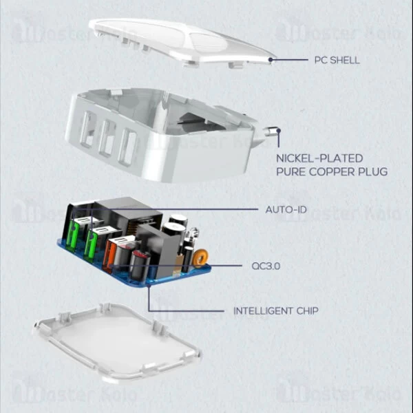 شارژر دیواری فست شارژ الدینیو LDNIO A3310Q Auto-ID Fast Charger 30W توان 30 وات