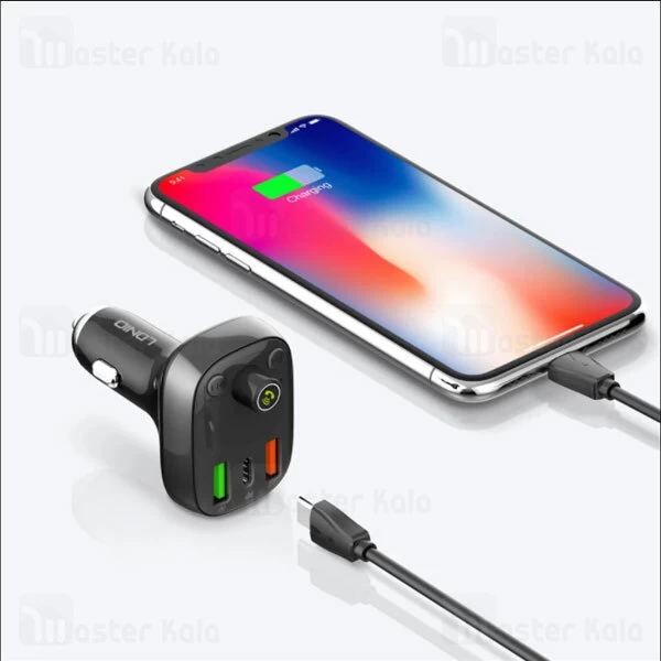 شارژر فندکی و پخش کننده بلوتوث الدینیو LDNIO C704Q Bluetooth Car Charger QC4 توان 36 وات همراه کابل