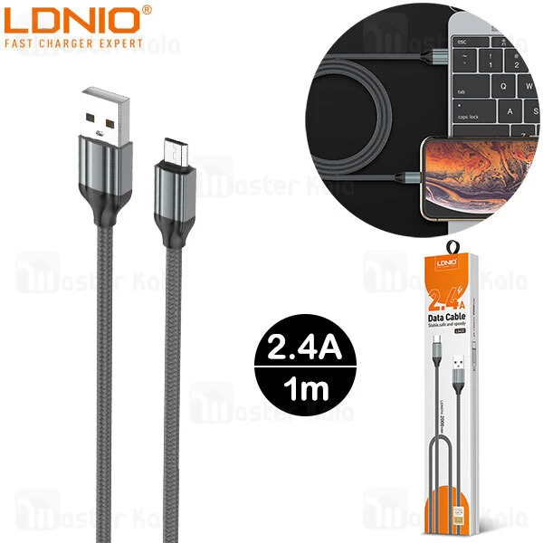 کابل میکرو یو اس بی LDNIO LS431 microUSB 1m 2.4A