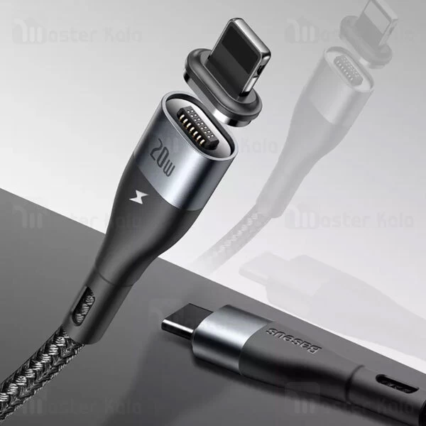 کابل مگنتی لایتنینگ بیسوس Baseus Zinc Magnetic Type C to Lightning CATLXC-01 طول 1 متر توان 20 وات