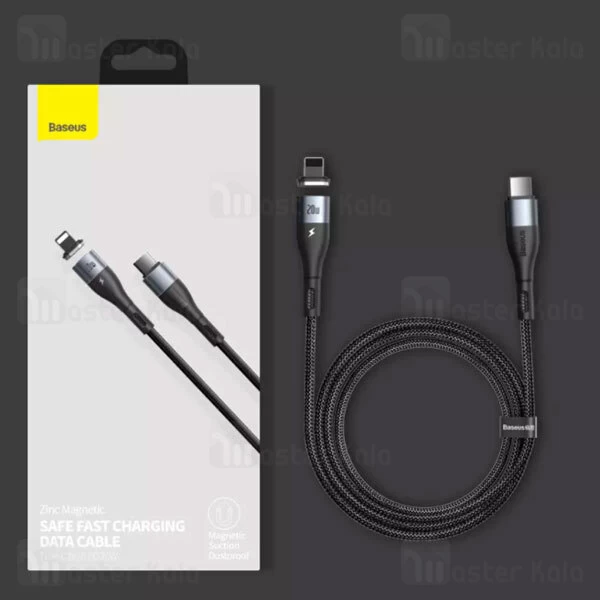 کابل مگنتی لایتنینگ بیسوس Baseus Zinc Magnetic Type C to Lightning CATLXC-01 طول 1 متر توان 20 وات