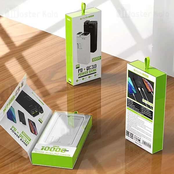 پاوربانک 10000 فست شارژ باوین Bavin PC085 QC3 PD Type C Power Bank 18W توان 18 وات