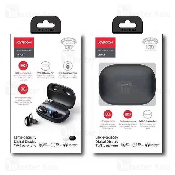 هندزفری بلوتوث دوگوش جویروم Joyroom Digital Display TWS Earphone JR-TL2 1500mAh Power Bank Case